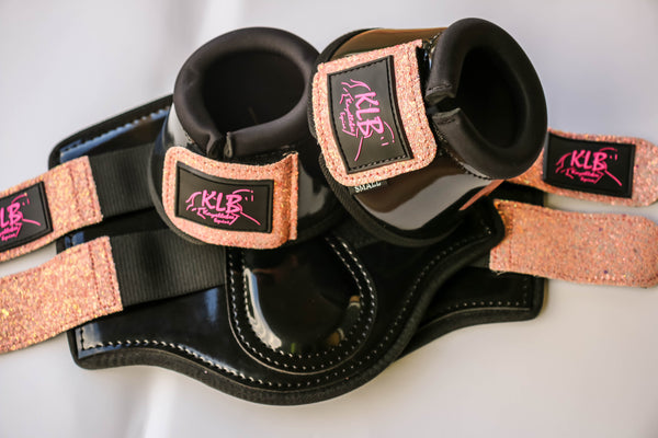 Tendon boots Neoprene black &  pink glitter