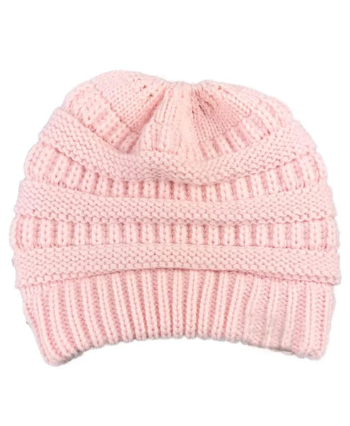 Warm winter ponytail beanie