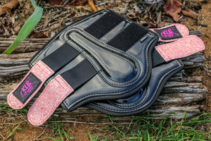 Tendon boots Neoprene black &  pink glitter