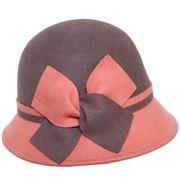 Two tone wool felt cloche with bow