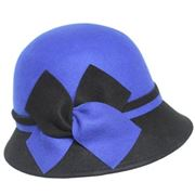Two tone wool felt cloche with bow