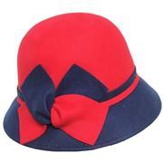 Two tone wool felt cloche with bow