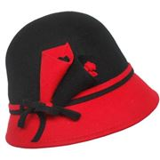 Two tone wool felt cloche with lily flowers