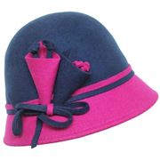 Two tone wool felt cloche with lily flowers