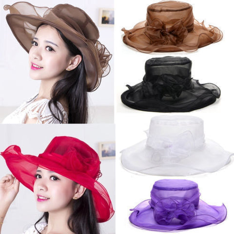 Summer wide brim mesh flower hat